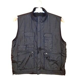 90s Vintage Gap Vest Mens XL Black Utility Multi Pocket Fleece Lined Gorpcore